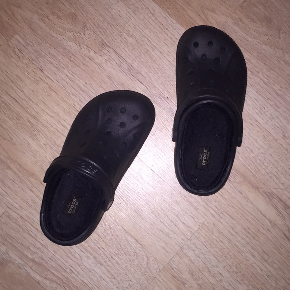 Black Crocs with fur
